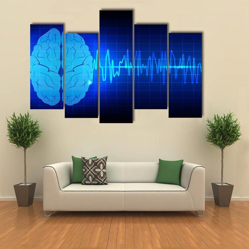 Brain Wave Concept Canvas Wall Art-5 Pop-Gallery Wrap-47" x 32"-Tiaracle