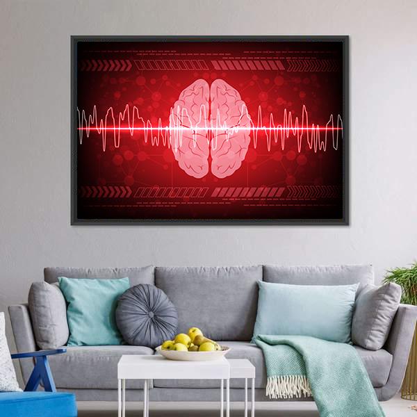 Brain Wave Illustration Canvas Wall Art-1 Piece-Floating Frame-24" x 16"-Tiaracle