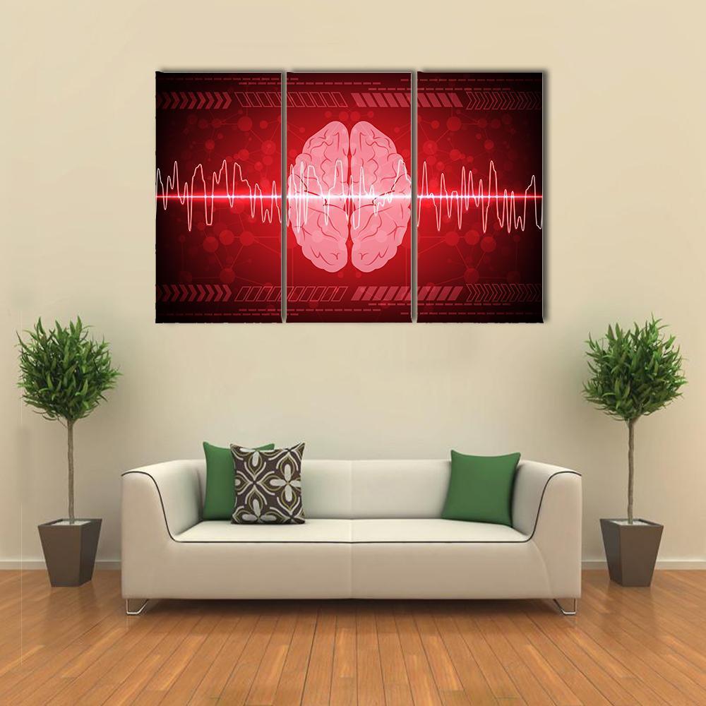 Brain Wave Illustration Canvas Wall Art-3 Horizontal-Gallery Wrap-37" x 24"-Tiaracle