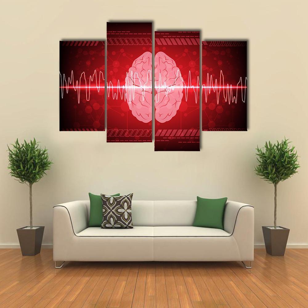 Brain Wave Illustration Canvas Wall Art-4 Pop-Gallery Wrap-50" x 32"-Tiaracle