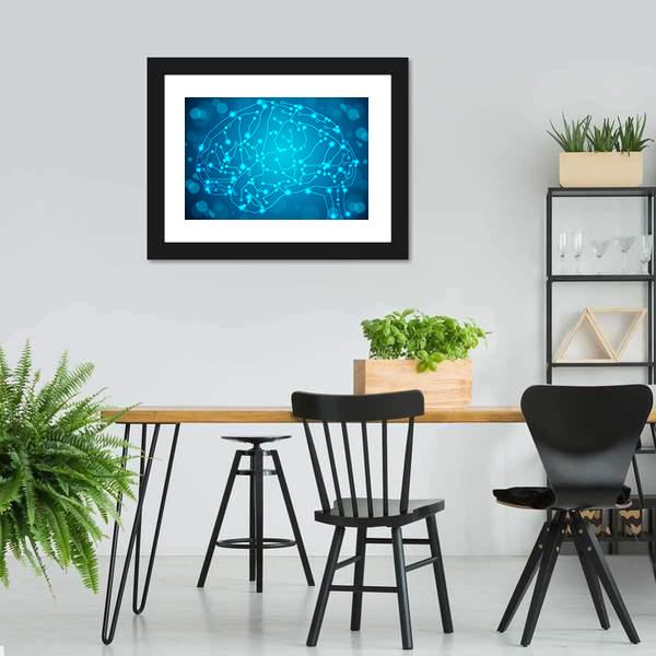 Brain With Circuit Board Canvas Wall Art-3 Horizontal-Gallery Wrap-25" x 16"-Tiaracle