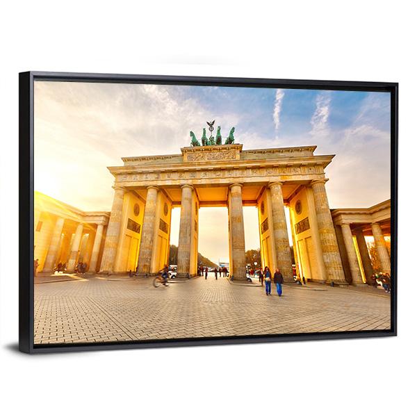 Brandenburg Gate At Sunset Canvas Wall Art-3 Horizontal-Gallery Wrap-25" x 16"-Tiaracle