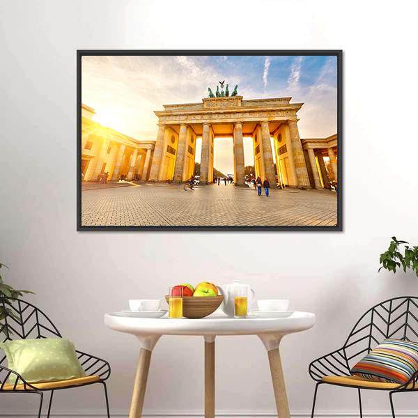 Brandenburg Gate At Sunset Canvas Wall Art-3 Horizontal-Gallery Wrap-25" x 16"-Tiaracle