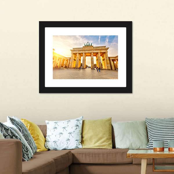 Brandenburg Gate At Sunset Canvas Wall Art-3 Horizontal-Gallery Wrap-25" x 16"-Tiaracle