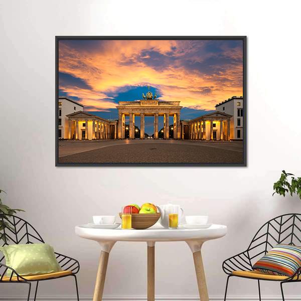 Brandenburg Gate Germany Canvas Wall Art-1 Piece-Floating Frame-24" x 16"-Tiaracle