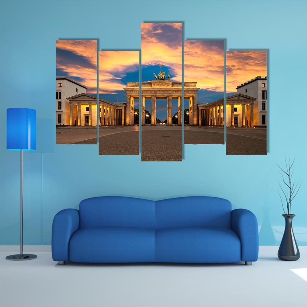 Brandenburg Gate Germany Canvas Wall Art-5 Pop-Gallery Wrap-47" x 32"-Tiaracle