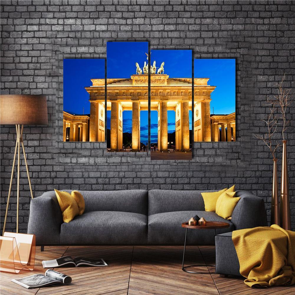 Brandenburg Gate In Berlin Canvas Wall Art-4 Pop-Gallery Wrap-50&quot; x 32&quot;-Tiaracle