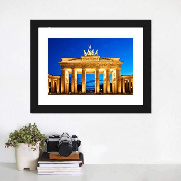 Brandenburg Gate In Berlin Canvas Wall Art-1 Piece-Framed Print-20" x 16"-Tiaracle