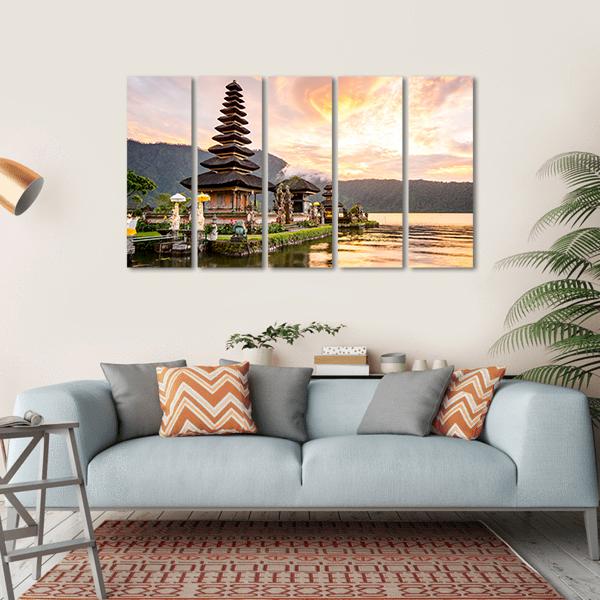 Bratan Hindu Temple Canvas Wall Art-5 Horizontal-Gallery Wrap-22" x 12"-Tiaracle