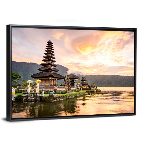 Bratan Hindu Temple Canvas Wall Art-3 Horizontal-Gallery Wrap-25" x 16"-Tiaracle