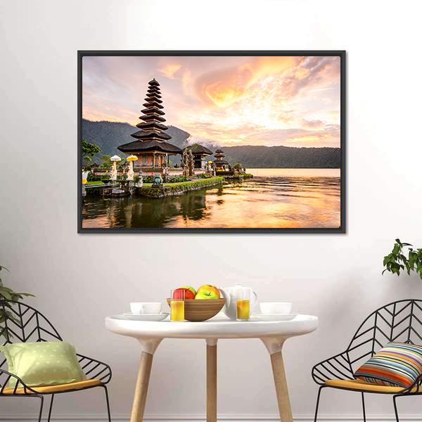 Bratan Hindu Temple Canvas Wall Art-3 Horizontal-Gallery Wrap-25" x 16"-Tiaracle