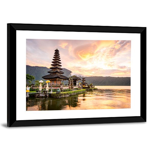 Bratan Hindu Temple Canvas Wall Art-3 Horizontal-Gallery Wrap-25" x 16"-Tiaracle