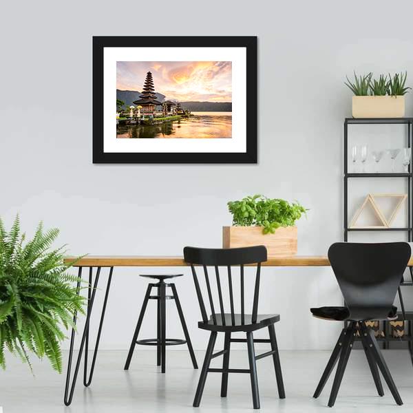 Bratan Hindu Temple Canvas Wall Art-3 Horizontal-Gallery Wrap-25" x 16"-Tiaracle