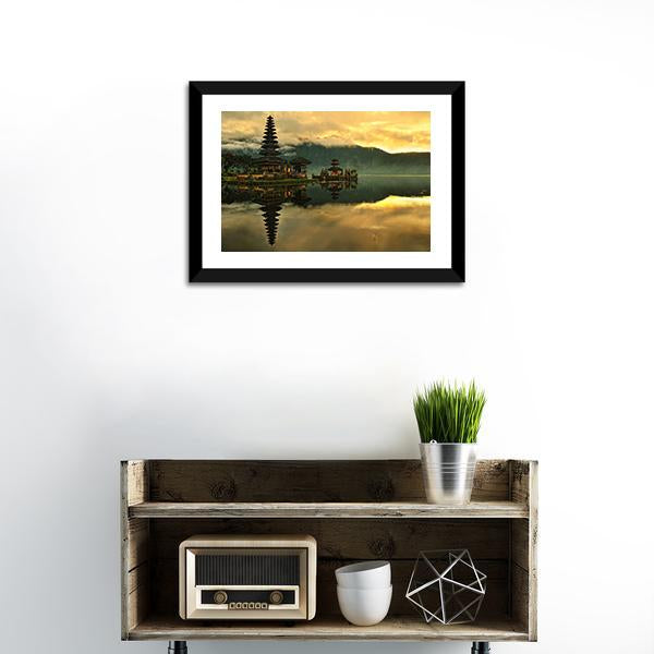 Bratan Water Temple Canvas Wall Art-1 Piece-Framed Print-20" x 16"-Tiaracle