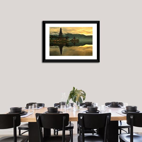 Bratan Water Temple Canvas Wall Art-3 Horizontal-Gallery Wrap-25" x 16"-Tiaracle