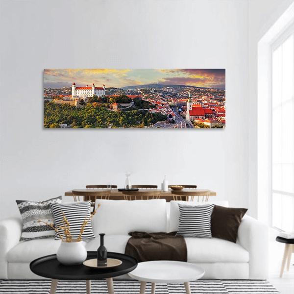 Bratislava At Sunset Panoramic Canvas Wall Art-1 Piece-36" x 12"-Tiaracle