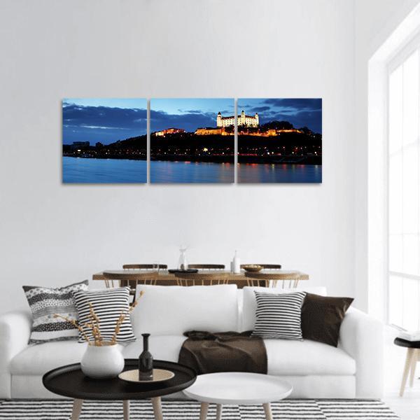 Bratislava Castle Slovakia Panoramic Canvas Wall Art-3 Piece-25" x 08"-Tiaracle