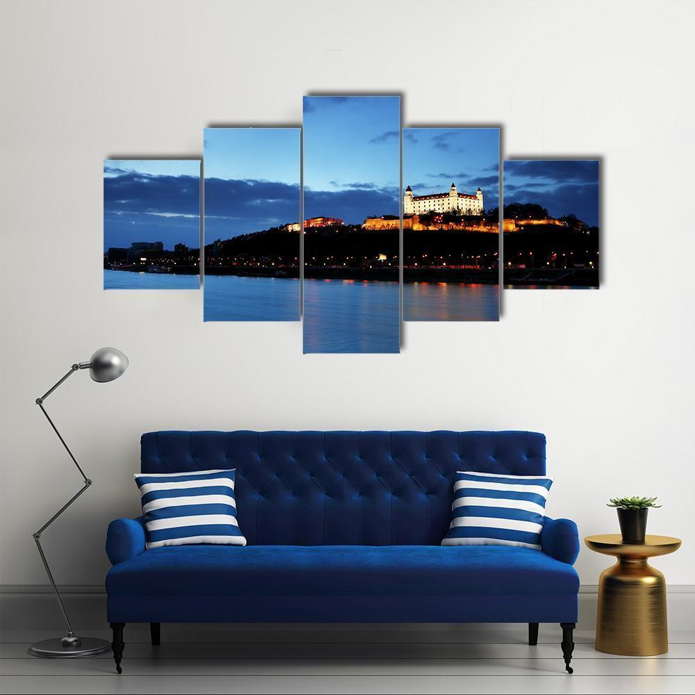 Bratislava Castle Slovakia Canvas Wall Art-5 Star-Gallery Wrap-62" x 32"-Tiaracle