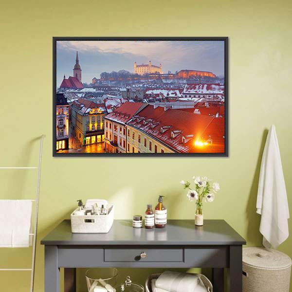 Bratislava City Slovakia Canvas Wall Art-5 Horizontal-Gallery Wrap-22" x 12"-Tiaracle