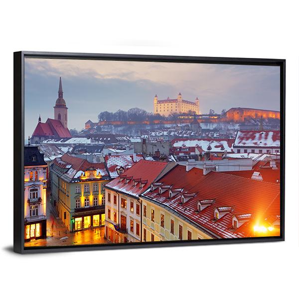 Bratislava City Slovakia Canvas Wall Art-5 Horizontal-Gallery Wrap-22" x 12"-Tiaracle