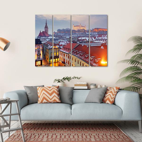 Bratislava City Slovakia Canvas Wall Art-4 Horizontal-Gallery Wrap-34" x 24"-Tiaracle