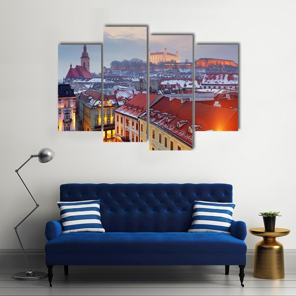 Bratislava City Slovakia Canvas Wall Art-4 Pop-Gallery Wrap-50&quot; x 32&quot;-Tiaracle