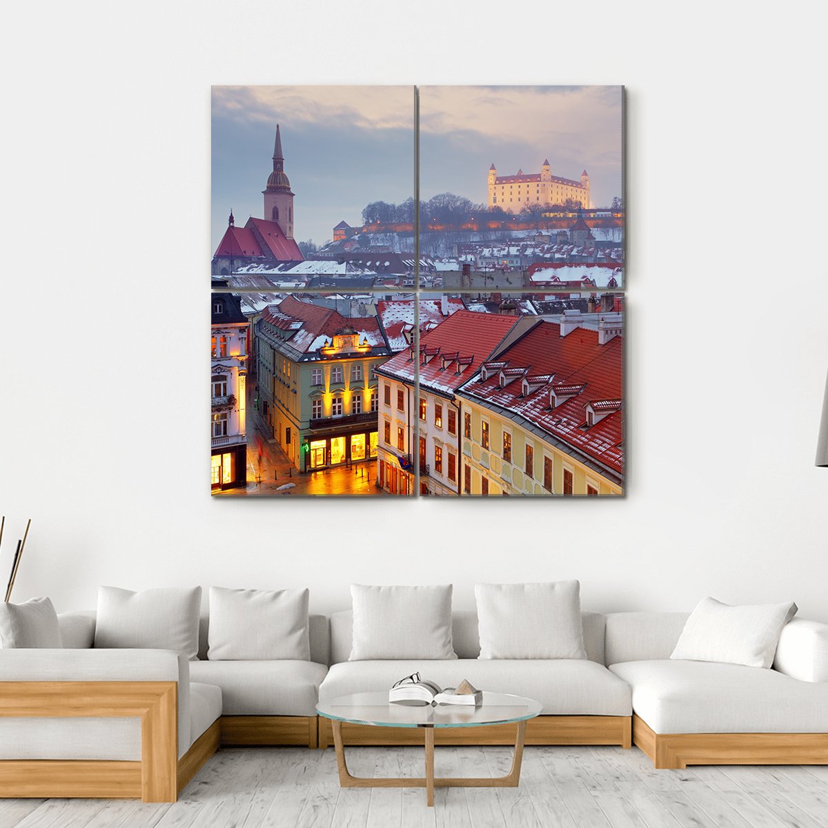 Bratislava City Slovakia Canvas Wall Art-4 Square-Gallery Wrap-17" x 17"-Tiaracle