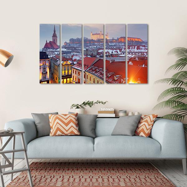 Bratislava City Slovakia Canvas Wall Art-5 Horizontal-Gallery Wrap-22" x 12"-Tiaracle