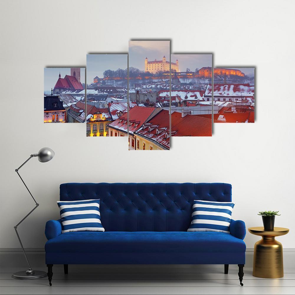 Bratislava City Slovakia Canvas Wall Art-5 Star-Gallery Wrap-62&quot; x 32&quot;-Tiaracle