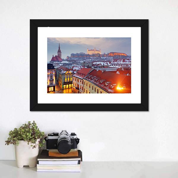 Bratislava City Slovakia Canvas Wall Art-1 Piece-Framed Print-20&quot; x 16&quot;-Tiaracle