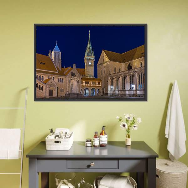 Braunschweig At Evening Canvas Wall Art-1 Piece-Floating Frame-36" x 24"-Tiaracle