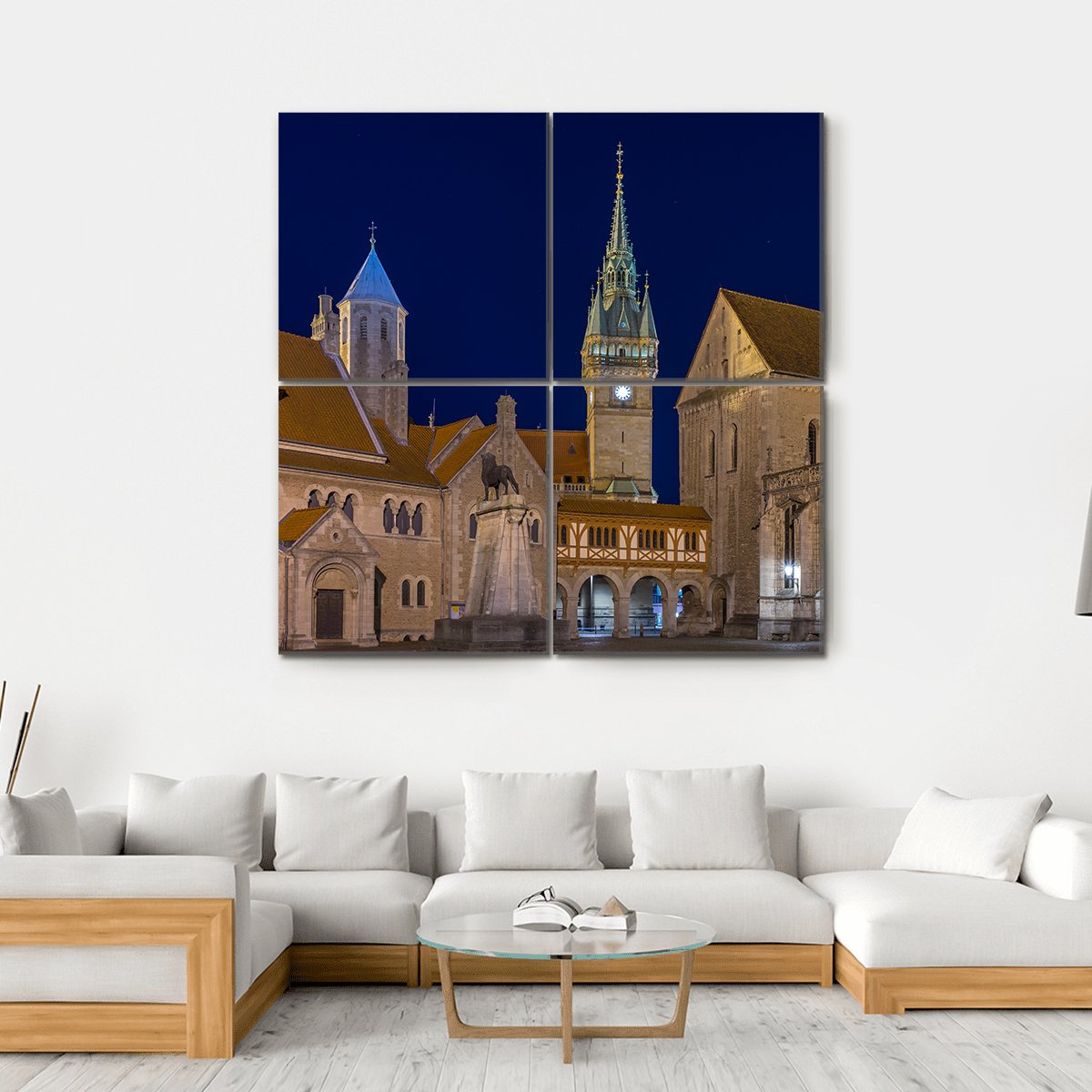 Braunschweig At Evening Canvas Wall Art-4 Square-Gallery Wrap-17" x 17"-Tiaracle