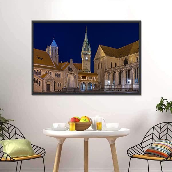 Braunschweig At Evening Canvas Wall Art-3 Horizontal-Gallery Wrap-25" x 16"-Tiaracle