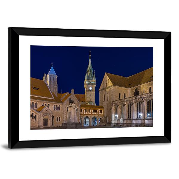 Braunschweig At Evening Canvas Wall Art-3 Horizontal-Gallery Wrap-25" x 16"-Tiaracle