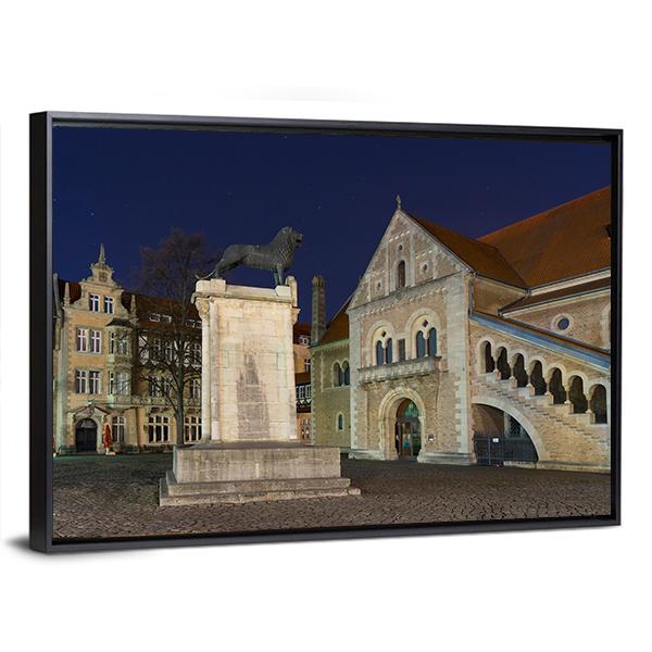 Braunschweig At Night Canvas Wall Art-3 Horizontal-Gallery Wrap-25" x 16"-Tiaracle