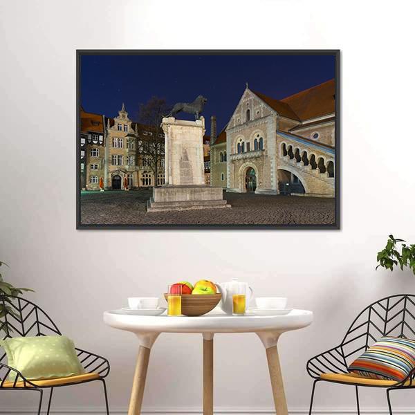 Braunschweig At Night Canvas Wall Art-3 Horizontal-Gallery Wrap-25" x 16"-Tiaracle