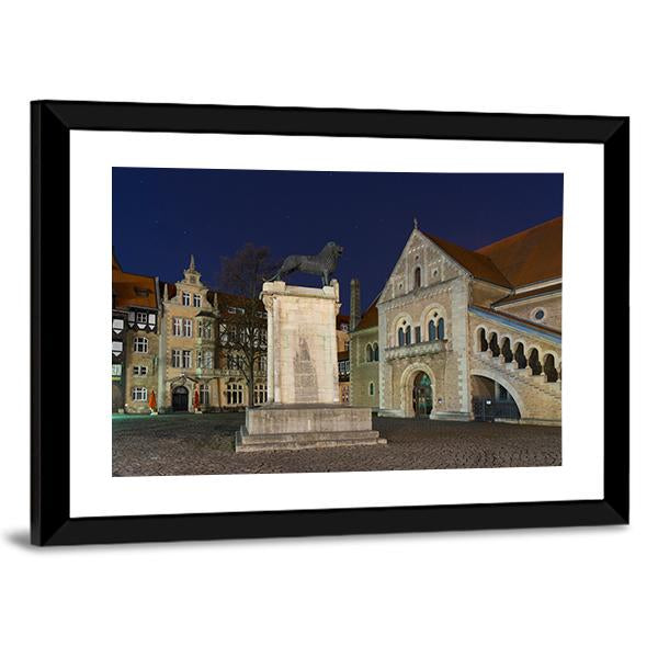 Braunschweig At Night Canvas Wall Art-3 Horizontal-Gallery Wrap-25" x 16"-Tiaracle