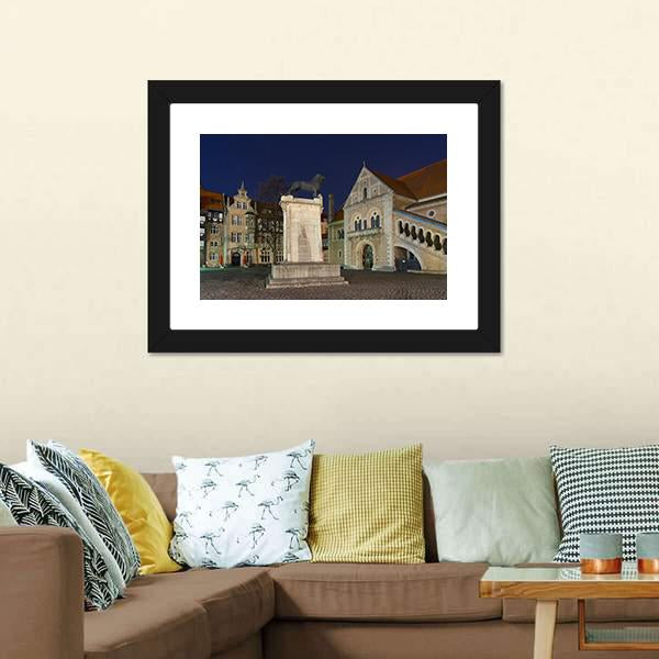 Braunschweig At Night Canvas Wall Art-3 Horizontal-Gallery Wrap-25" x 16"-Tiaracle