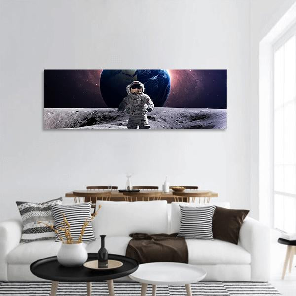 Astronaut Spacewalk Panoramic Canvas Wall Art-3 Piece-25" x 08"-Tiaracle