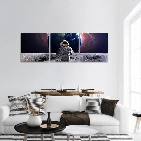 Astronaut Spacewalk Panoramic Canvas Wall Art-3 Piece-25" x 08"-Tiaracle