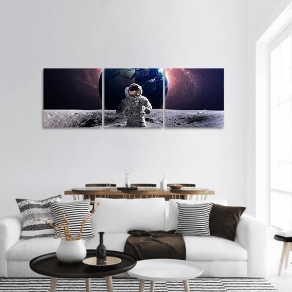 Astronaut Spacewalk Panoramic Canvas Wall Art-3 Piece-25" x 08"-Tiaracle