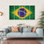 Brazil Flag On Brick Wall Canvas Wall Art-5 Horizontal-Gallery Wrap-22" x 12"-Tiaracle