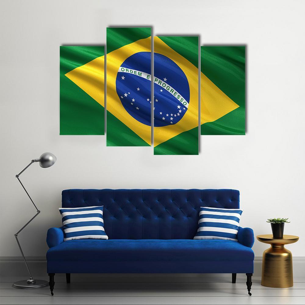 Waving Brazil Flag Canvas Wall Art-1 Piece-Gallery Wrap-48" x 32"-Tiaracle
