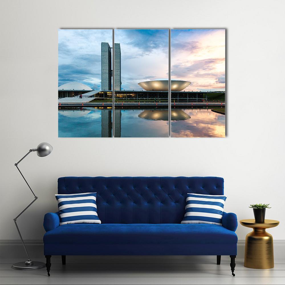 Brazilian National Congress Canvas Wall Art-3 Horizontal-Gallery Wrap-37" x 24"-Tiaracle