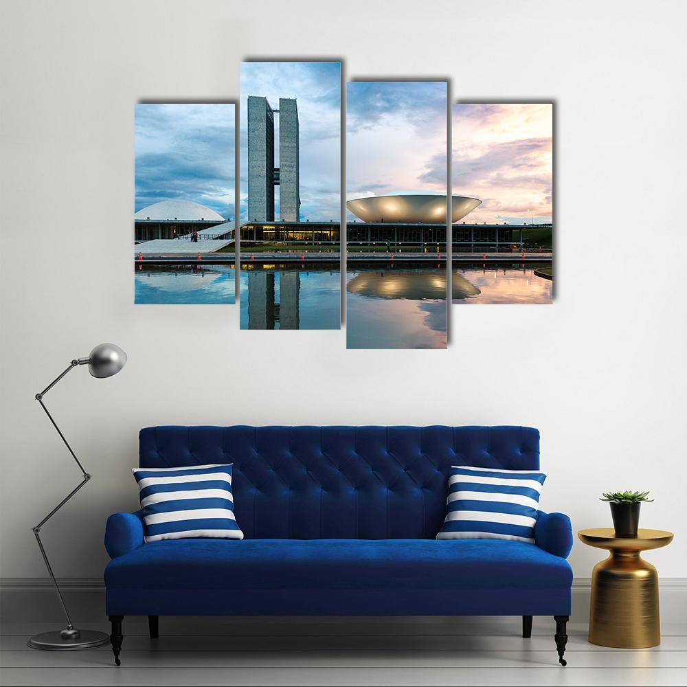 Brazilian National Congress Canvas Wall Art-4 Pop-Gallery Wrap-50" x 32"-Tiaracle