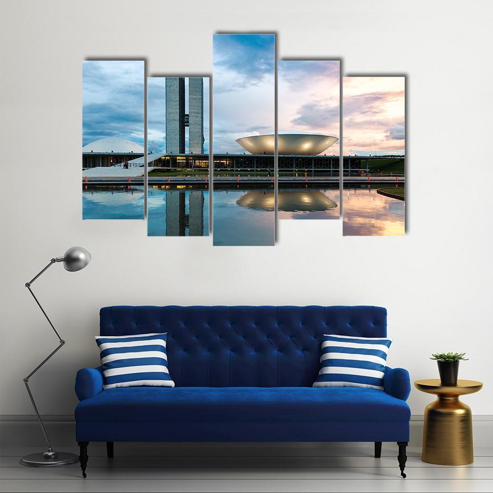 Brazilian National Congress Canvas Wall Art-5 Pop-Gallery Wrap-47" x 32"-Tiaracle