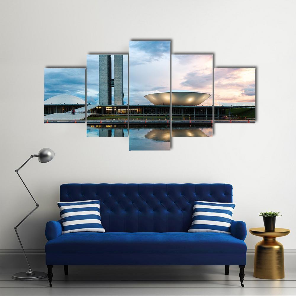 Brazilian National Congress Canvas Wall Art-5 Star-Gallery Wrap-62" x 32"-Tiaracle