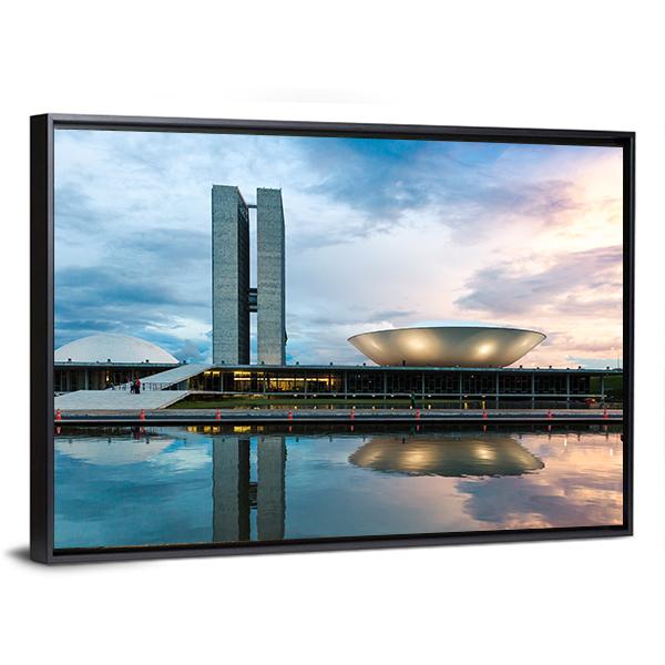 Brazilian National Congress Canvas Wall Art-3 Horizontal-Gallery Wrap-25" x 16"-Tiaracle