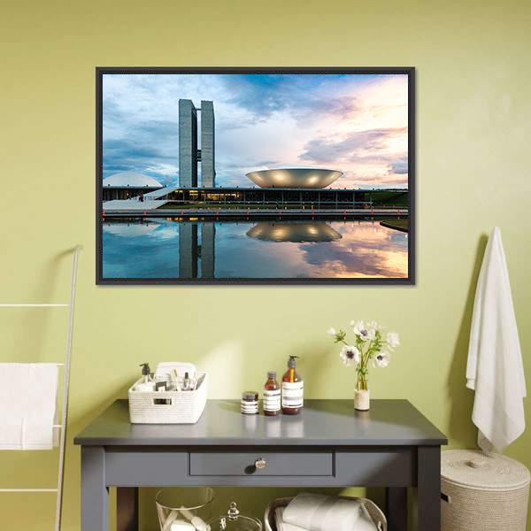 Brazilian National Congress Canvas Wall Art-3 Horizontal-Gallery Wrap-25" x 16"-Tiaracle