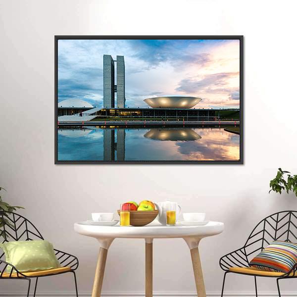 Brazilian National Congress Canvas Wall Art-3 Horizontal-Gallery Wrap-25" x 16"-Tiaracle